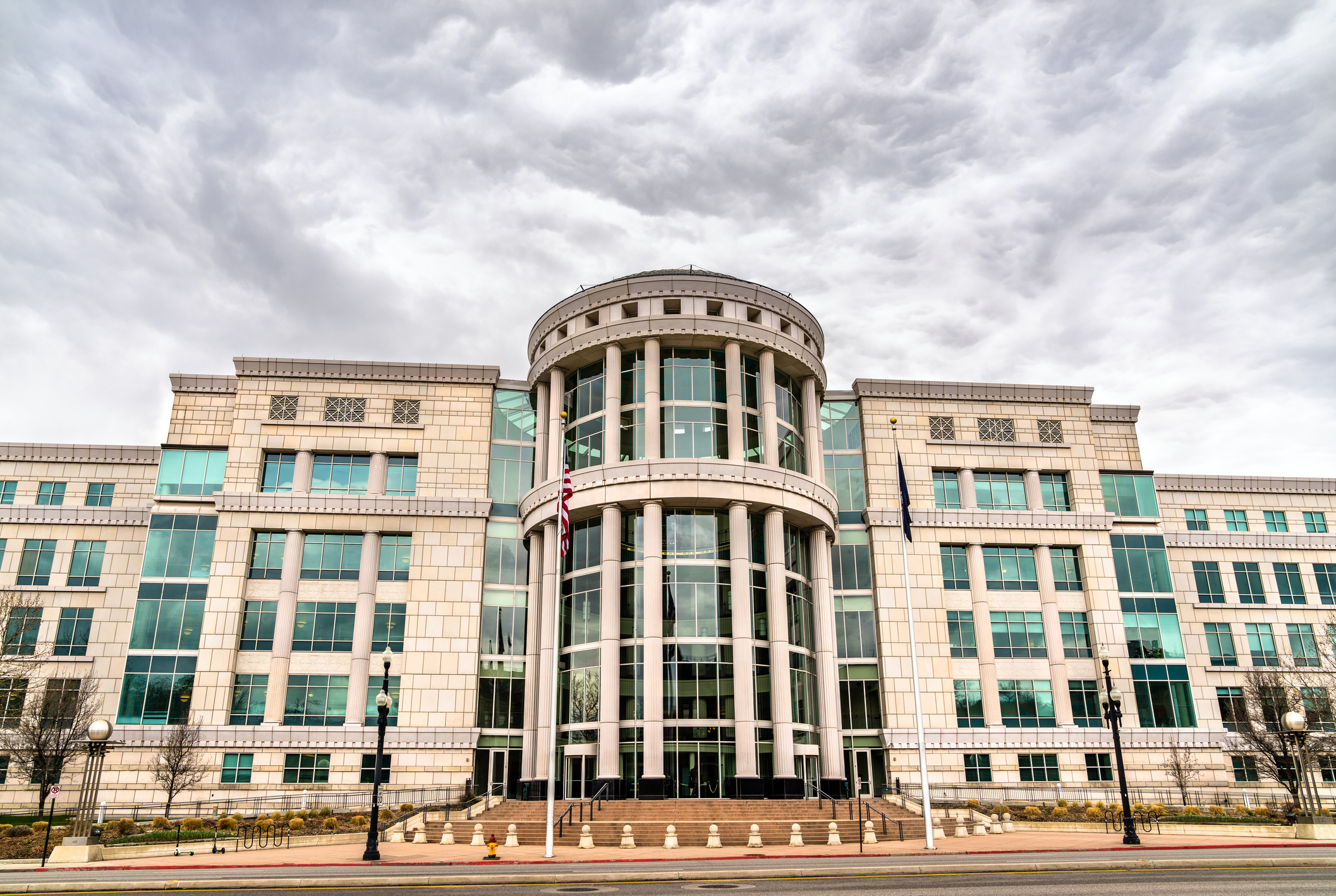 Scott Matheson Third District Courthouse in Salt Lake City - Utah, United States on a cloudy day