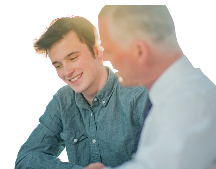 Older man is mentoring a young man