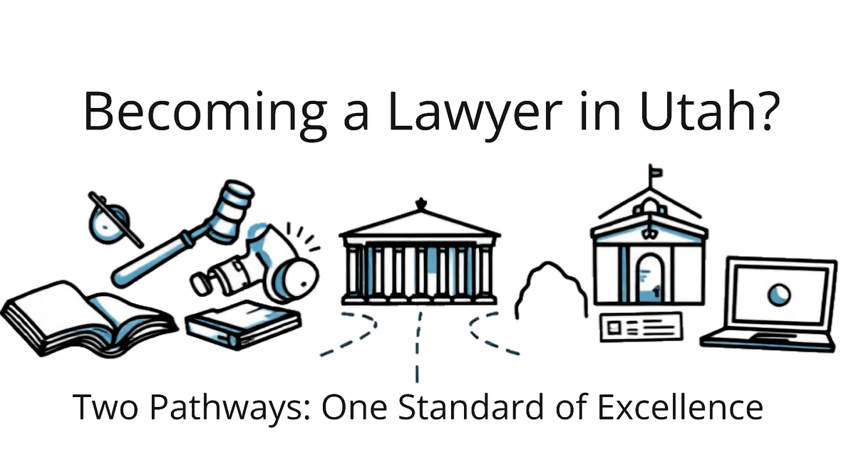 Alternate Pathway to Licensure - Whiteboard Animation of courthouse, books, gavel and scales of justice