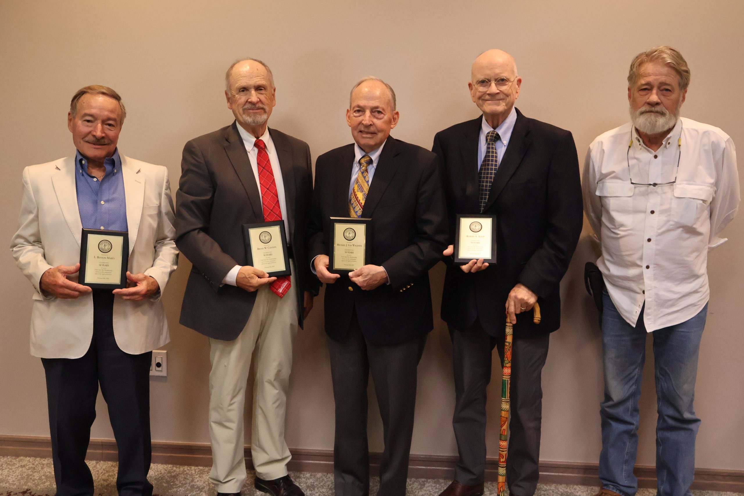(L-R) L. Benson Mabey, Bryan W. Cannon, Michael J. Van Wagenen, Robert A. Alsop, and Larry G. Reed