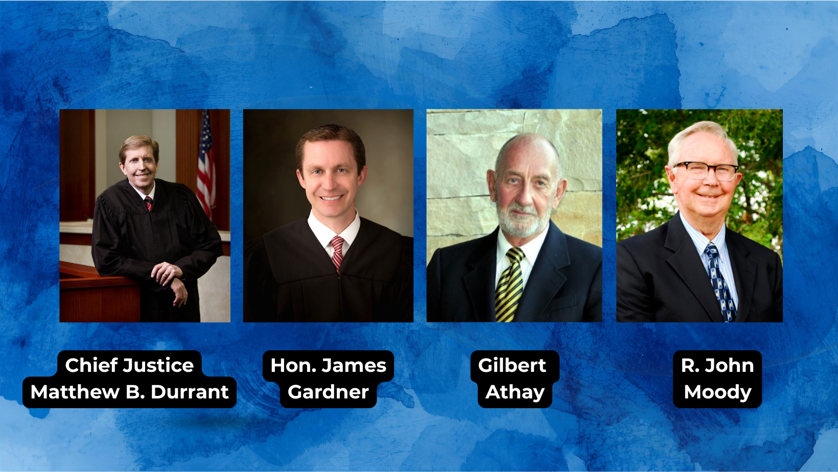 Summer Convention Award Winners: Chief Justice Matthew B. Durrant, Hon. James Gardner, Gilbert Athay, and R. John Moody